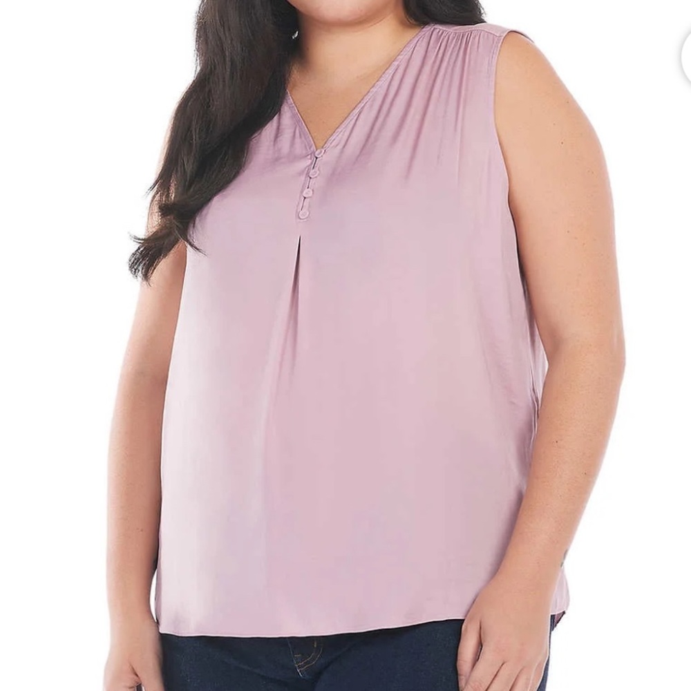 NWT Hilary Radley Women's Sleeveless V-Neck Lightweight Blouse Top Purple / XXL